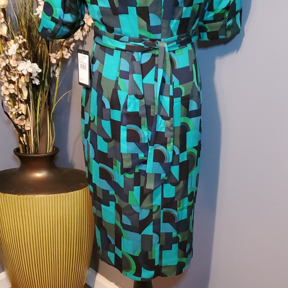 Adrianna Papell Draped Jersey Faux Wrap Dress Sz 8 - Picture 9 of 14
